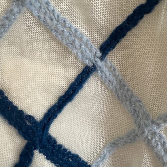 MI MI SOL | Cream Dress with Grosgrain Collar and Hand braided Lattice | Size 6 - Picture 3 of 12